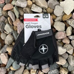 Schwinn Half Finger Black Moisture-Wicking Sport Gloves